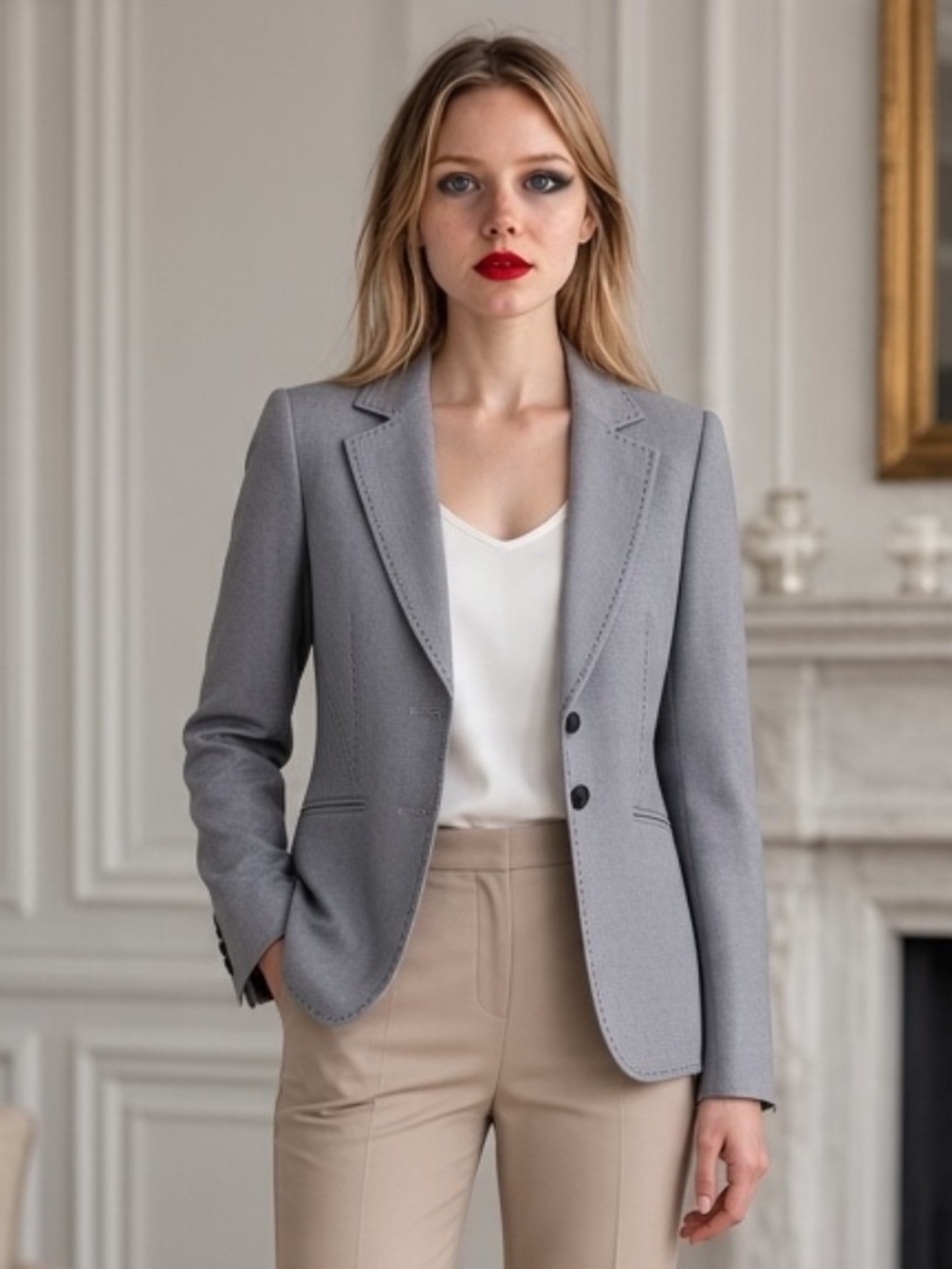 Antonio Melani Gray Tailored Blazer | Notched Lapel Work Jacket | Size 0